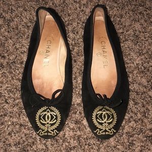Black Velour Chanel Flats